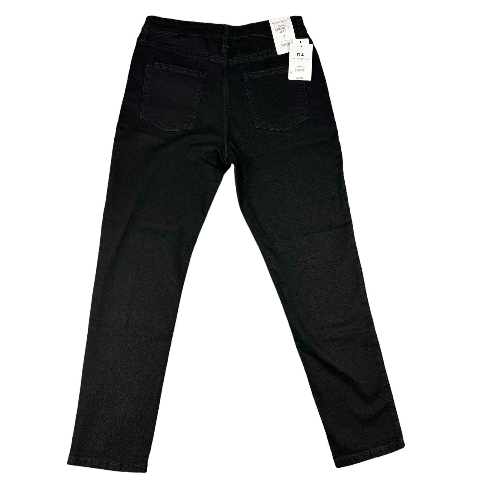 Free Assembly Jeans Womens 18 Black Slim Straight Leg Pants Casual Cotton Nwt — image 2 of 8